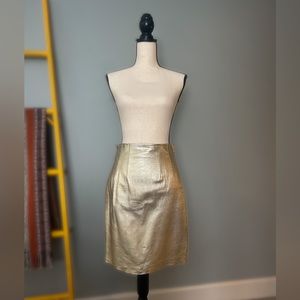 Vintage Cedars gold leather high-waisted skirt size 6